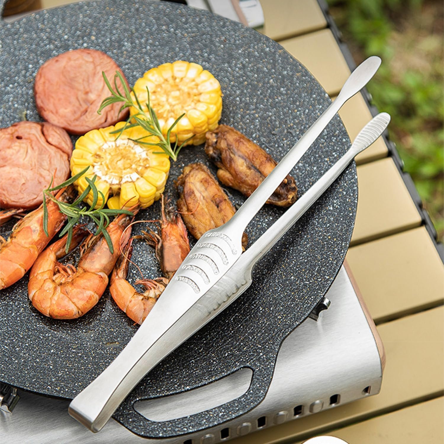 JETKONG Stainless Steel Kitchen Tongs, Serving Tongs for Cooking, 10.6" Metal Food Tongs with Non-Slip Comfort Grip, Non-Stick Cooking Tongs Heat Resistant BBQ Tong Grill Tong for Barbecue Grilling - Image 2