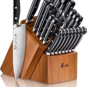 Cangshan V2 Series 1024128 German Steel Forged 23-Piece Knife Block Set, Acacia