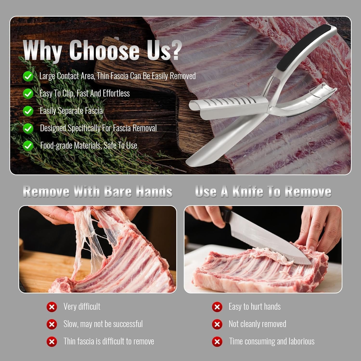 Rib Prep Tool,Rib Membrane Remover Tool,Stainless Steel Rib Membrane Remover Tool,Ergonomic Design for Effortless BBQ Rib Preparation(B-1) - Image 6
