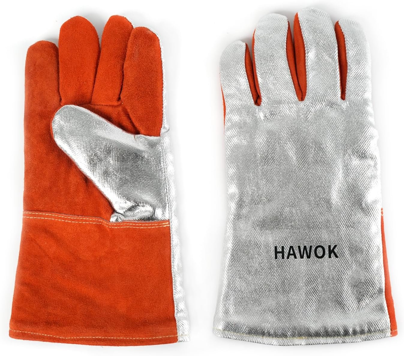 HAWOK Heat Resistant Aluminum Foil Apron and Gloves, Heat Proof Apron(37.2" L x 26.2" W) and Gloves(13.5" L x 7.4" W) for Cooking BBQ, High Temperature Working - Image 3