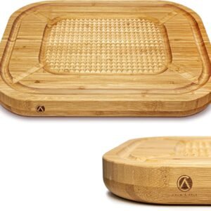 Cutting Board for Meat Thick Large Heavy Carving Board with Juice Groove, Butcher Block & Chopping Board Wooden Bamboo Board – Great for Steaks Chops Chicken Lamb Pork Beef