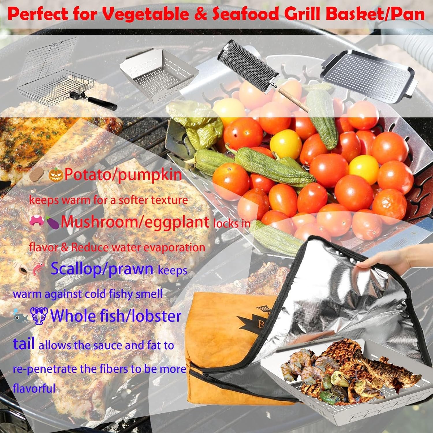 BBQ Blanket for Resting Meat Compatible with Traeger Smoker Grill, Reusable Pellet Smoker Meat Insulated Resting Bag with Wide Mouth for Large Brisket/Beef,Gifts for Men Him Dad,Traeger Accessories - Image 4