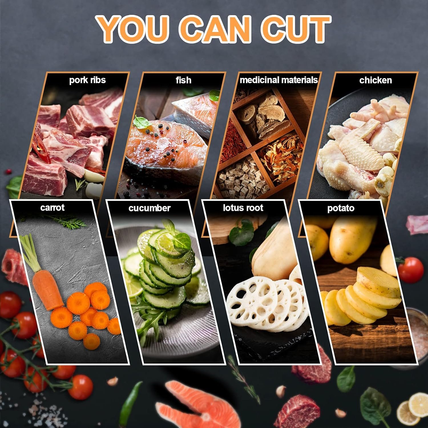 Meat Slicer Bone Cutter 20in,Manual Ribs Chopper for Chicken Fish or Beef,Stainless Steel Frozen Meat Slicer with Food Tray - Image 5