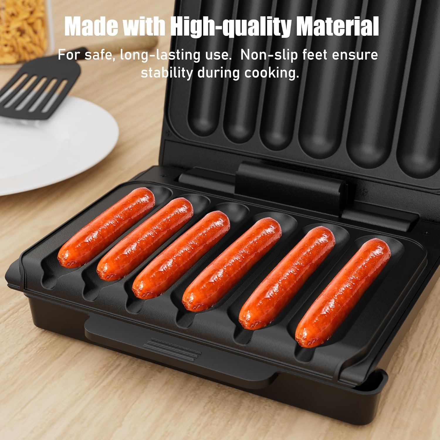 Hot Dogs Machine, Electric Grill with Oil Drip Tray, and Cord Storage, Ideal for Veggie Sausages, BBQ or Sausage, Nonstick Plate for Easy Clean - Image 6