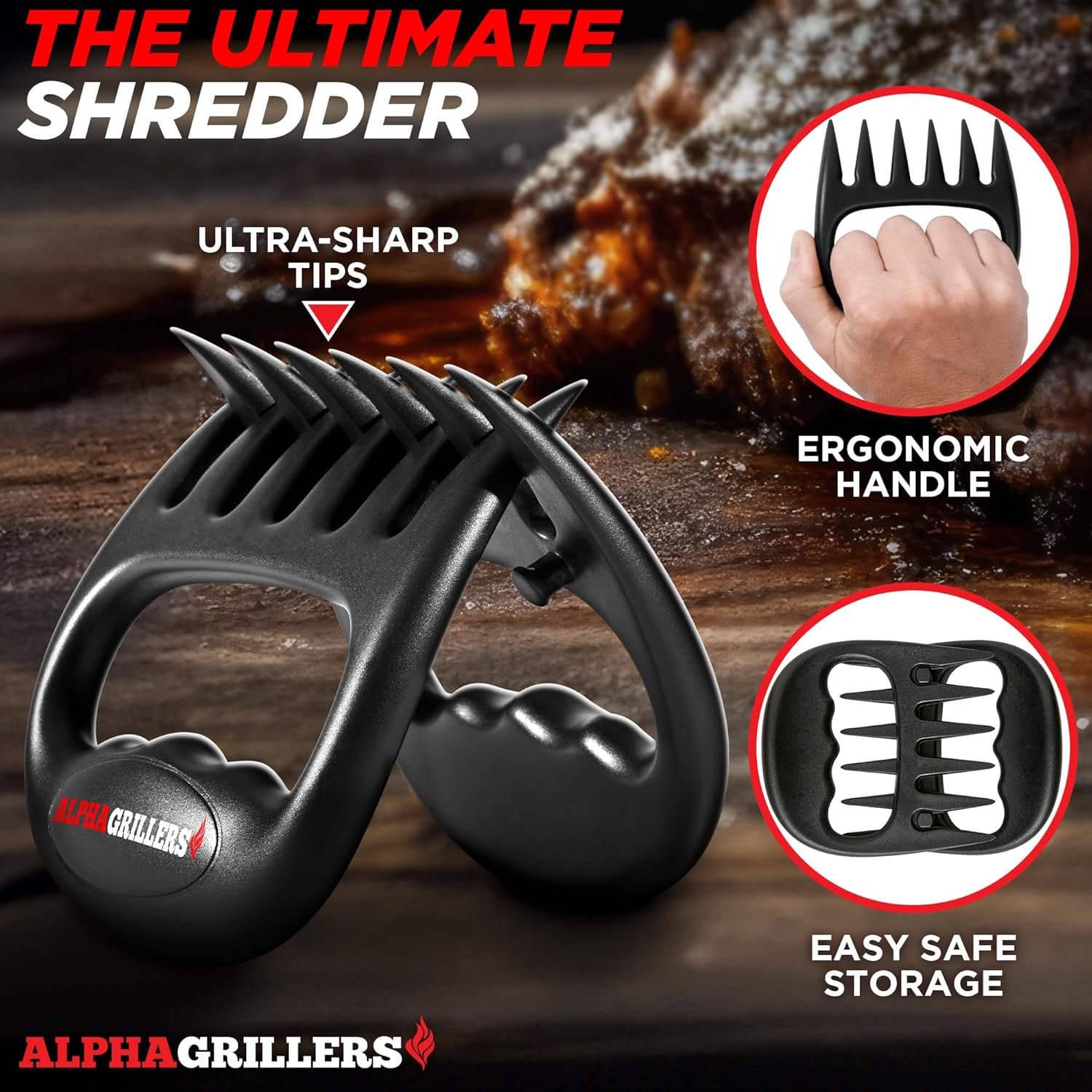 Alpha Grillers Meat Shredder Claws - Grilling Accessories Gifts for Men Dad Him Husband Son Boyfriend Birthday - BBQ Accessories Grill Puller for Cooking Shredding Barbecue Smoker Pulled Pork Chicken - Image 3