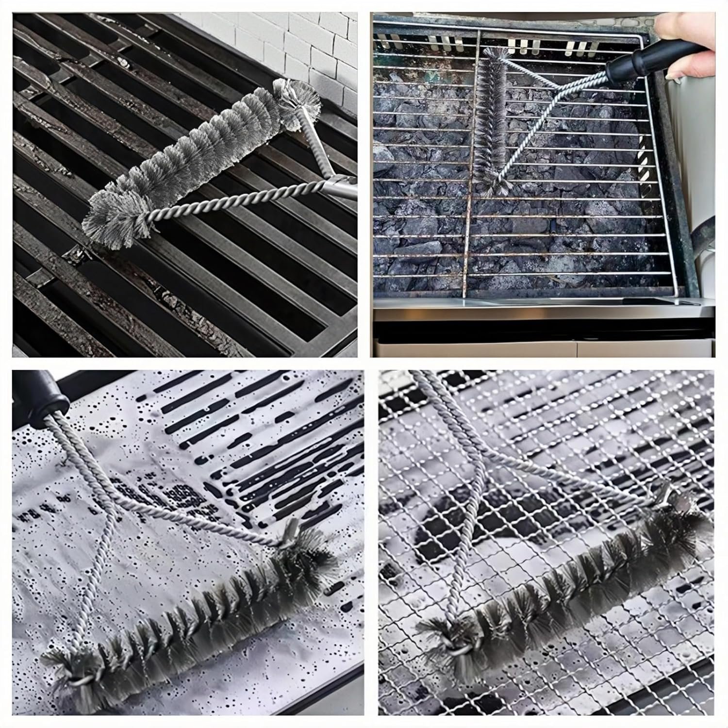 BBQ Bristles Grill Brush 12 Inch Heavy Duty Stainless Steel, Y Shape BBQ Brush with Long Handle & Extra Wide Head - Grill Cleaning Tool - Image 4