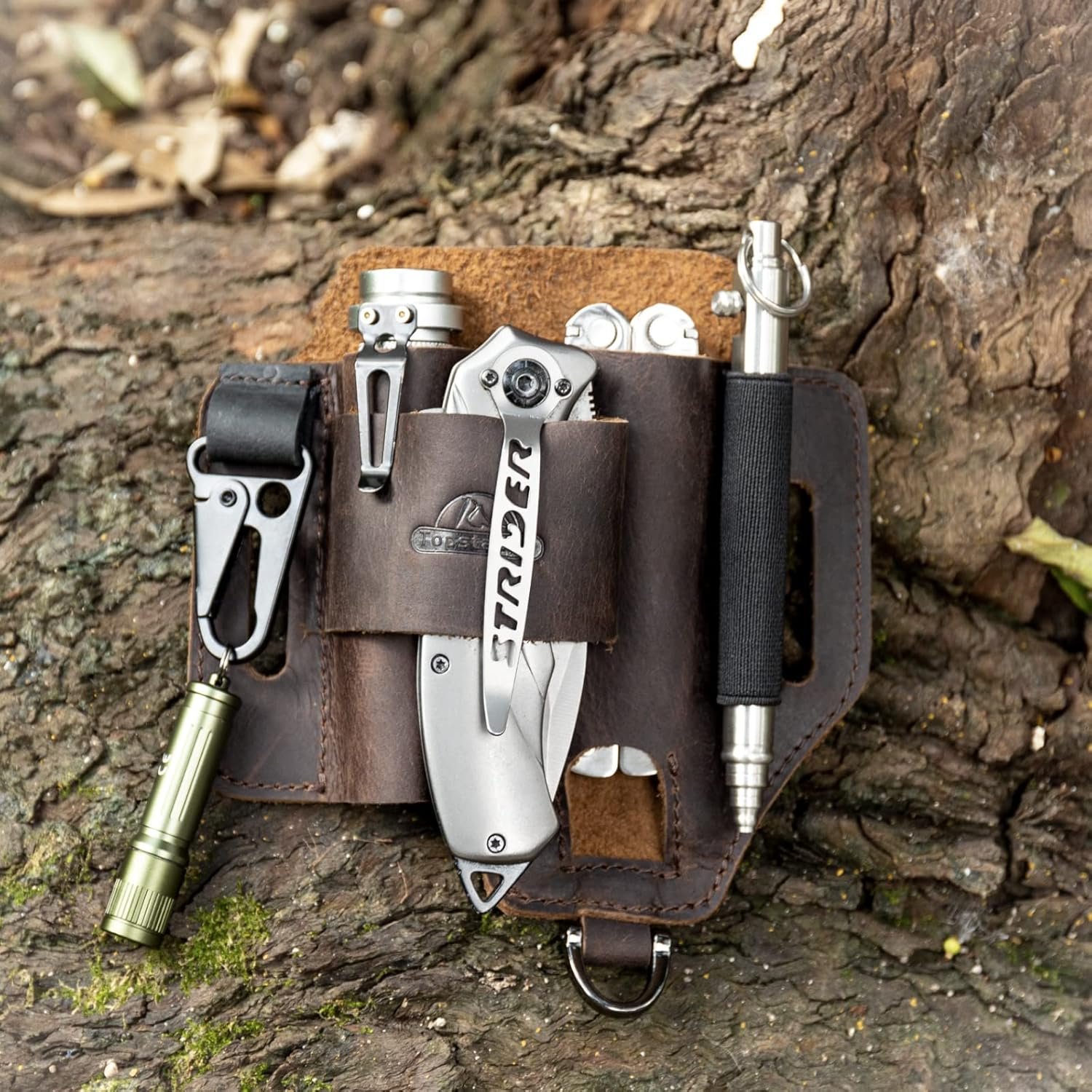 Topstache Leather Multitool Sheath,EDC Belt Organizer for Work and Daily Use,Leatherman Sheath,EDC Pocket Organizer for Flashlight and Multitool,Gifts for Men for Multitool,Darkbrown - Image 6