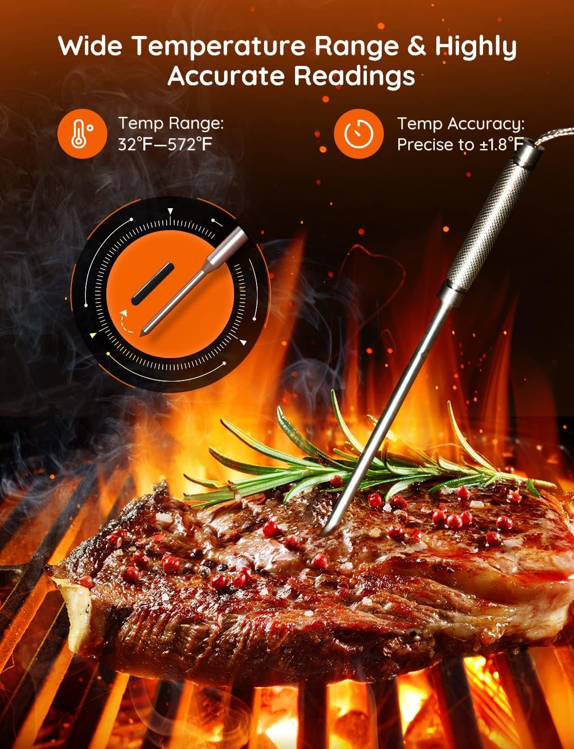 Govee Wireless Meat Thermometer with 4 Probe, Smart WiFi Meat Thermometer with Unlimited Range App Notification Alert, Digital Rechargeable Bluetooth Food Thermometer for Smoker BBQ Grill Oven Kitchen - Image 7