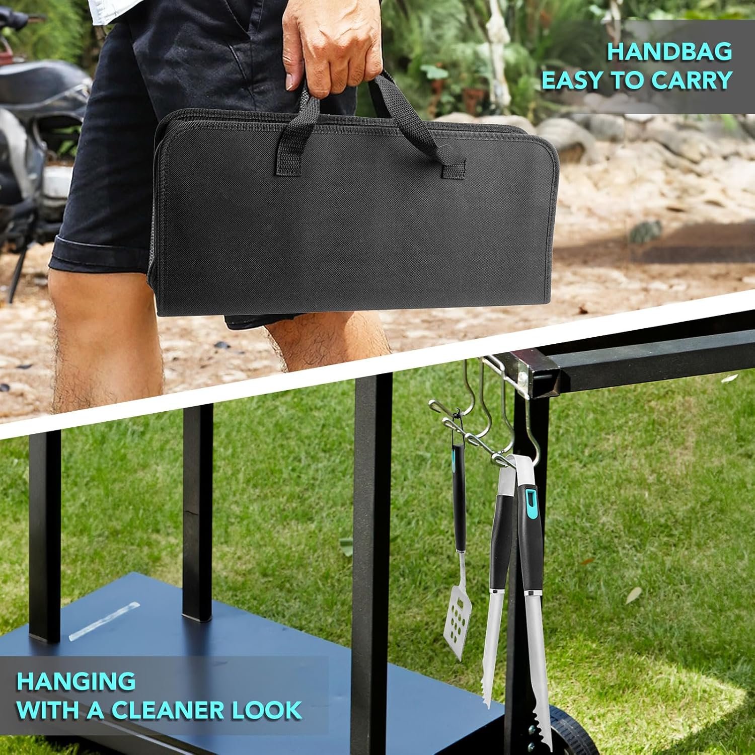 5-Piece Good Grips BBQ Grill Tool Set – Extra Tough Metal Wire Brush Cleaner, Stainless Steel Spatula, Fork, Tongs, Basting Brush for Outdoor Grilling, Camping - Perfect Grill Gifts for Men Dad - Image 6