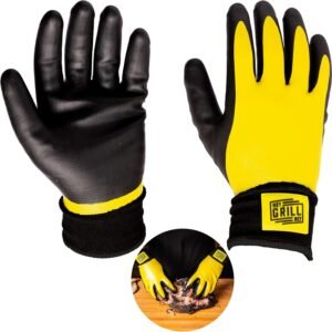 Hey Grill Hey Pitmaster Gloves | BBQ Gloves | Heat Protection up to 500°F or 260°C | High Temp Resistance | Fireproof Glove for Grilling Smoking Barbecue | Washable Mitts | Waterproof | Size – Large
