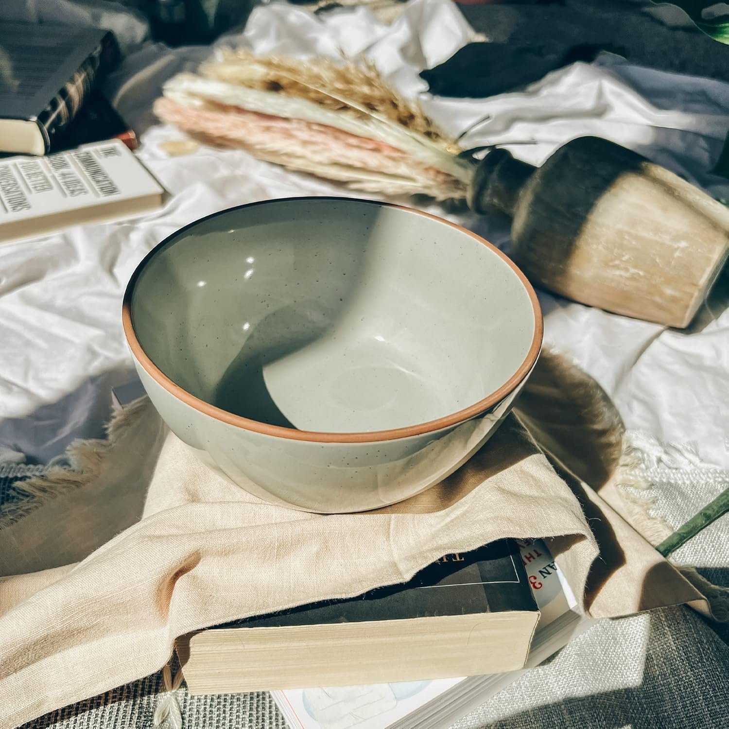 Mora Ceramic Bowls For Kitchen, 28oz - Bowl Set of 4 - For Cereal, Salad, Pasta, Soup, Dessert, Serving etc - Dishwasher, Microwave, and Oven Safe - For Breakfast, Lunch and Dinner - Earl Grey - Image 5