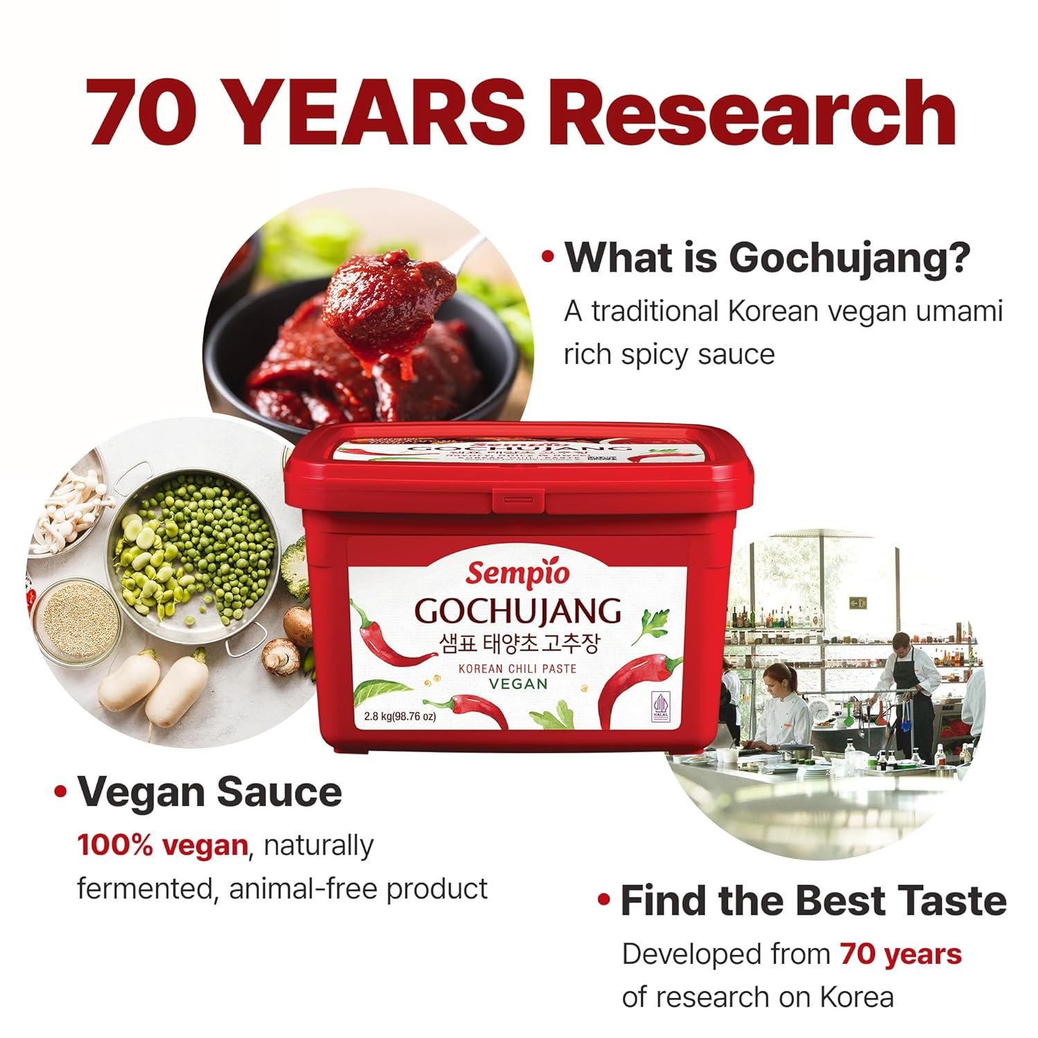 SEMPIO Vegan Gochujang – Mild Heat – Korean Red Chili Pepper Paste, Spicy, Sweet and Savory Sauce. Traditional Fermented Condiment for Tteokbokki, Bibimbap, Dips and Marinades (6.2lbs / 2.8kg) - Image 8