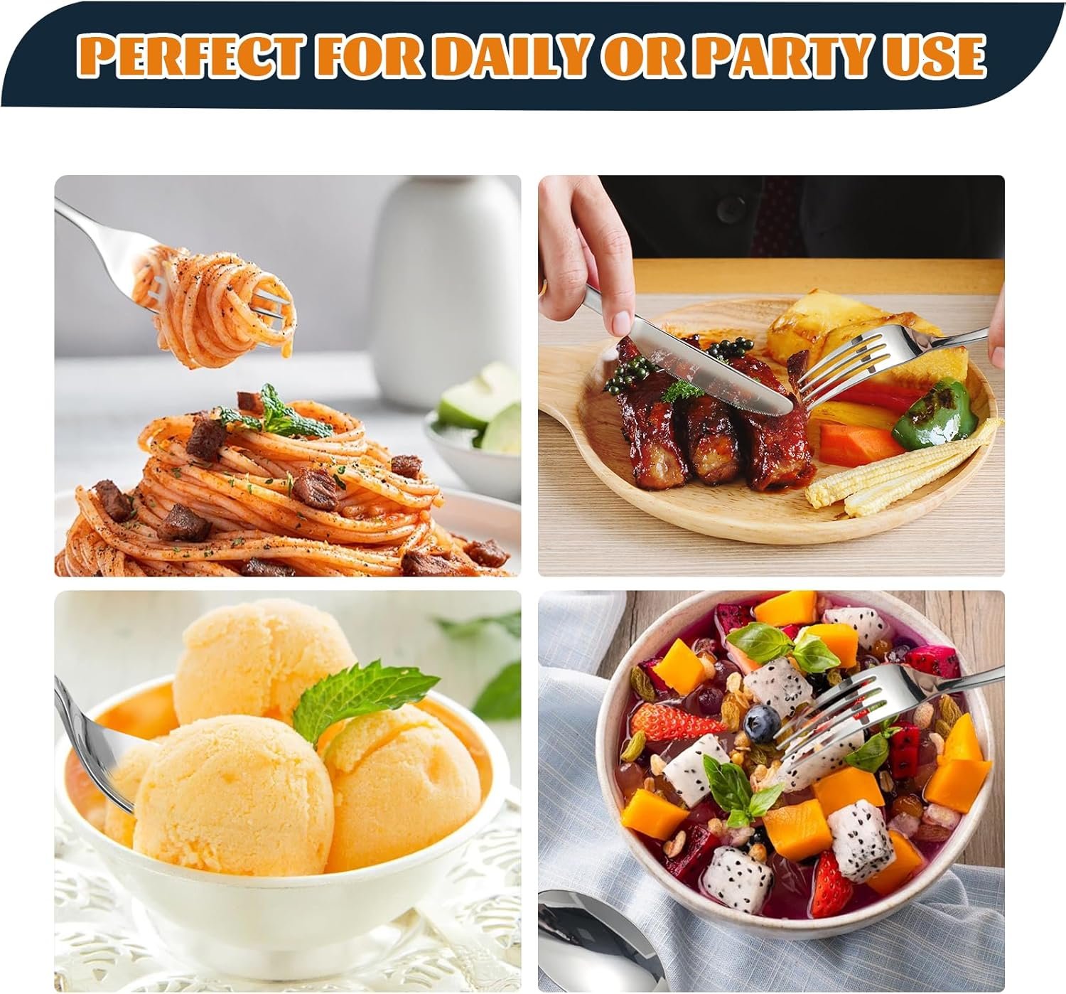 Silverware Set for 6, Heavy Duty Stainless Steel Cutlery Set Flatware Set,30 Piece Premium Silverware, Mirror Polished Modern Cutlery include Fork Knife Spoon Set,Dishwasher Safe - Image 5