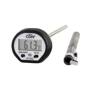 CDN Digital Thermometer | NSF Certified | ProAccurate® | 5″ Stem with Protective Sheath | For Meat, Poultry, Candy | Easy One-Button Operation | DT392