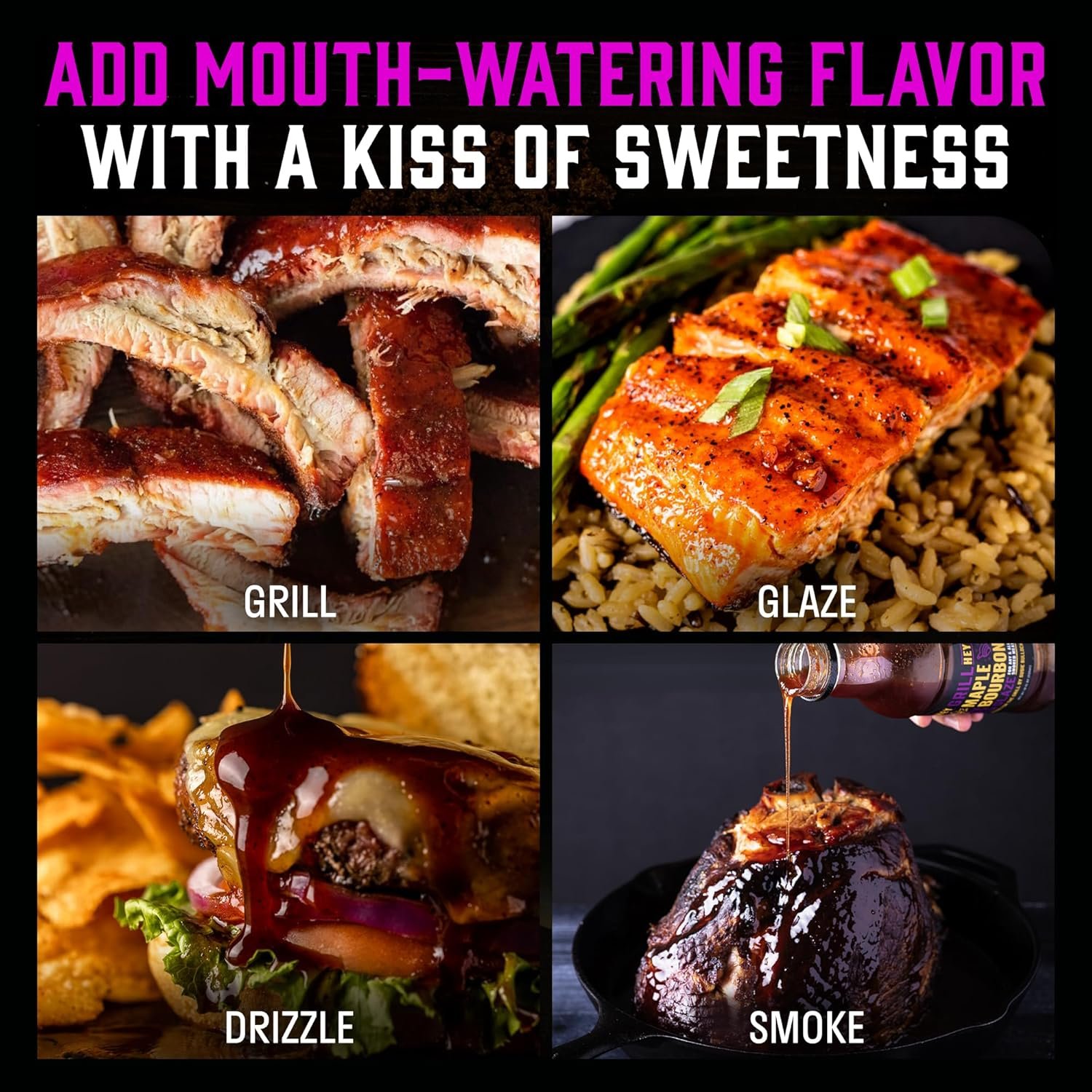 Hey Grill Hey | BBQ Glaze | BBQ Sauce | Bourbon Glaze | Sweet Sauce for Ribs, Chicken, Salmon | Grilling Essentials | Maple Bourbon - Image 4