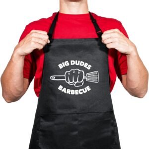 Grill Rescue Funny BBQ Aprons For Men – Heat Resistant with Adjustable Neck and Front Pocket (Big Dudes)