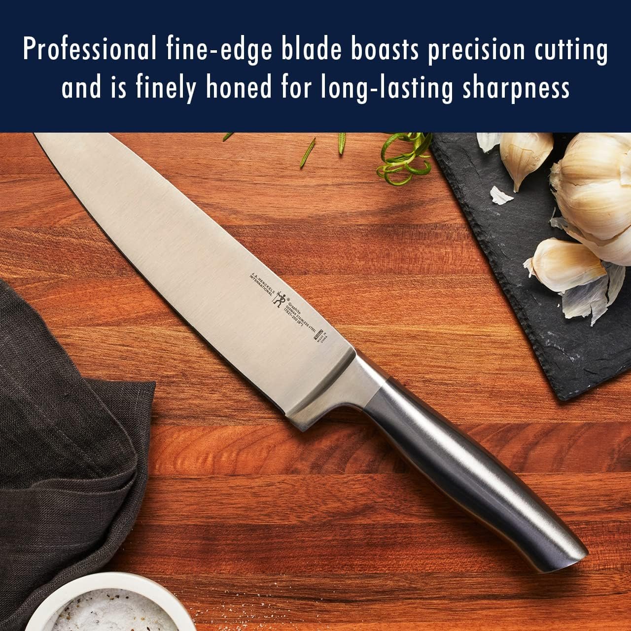 Henckels Graphite 20-pc Self-Sharpening Knife Set with Block, Chef Knife, Paring Knife, Utility Knife, Bread Knife, Steak Knife, Brown - Image 7