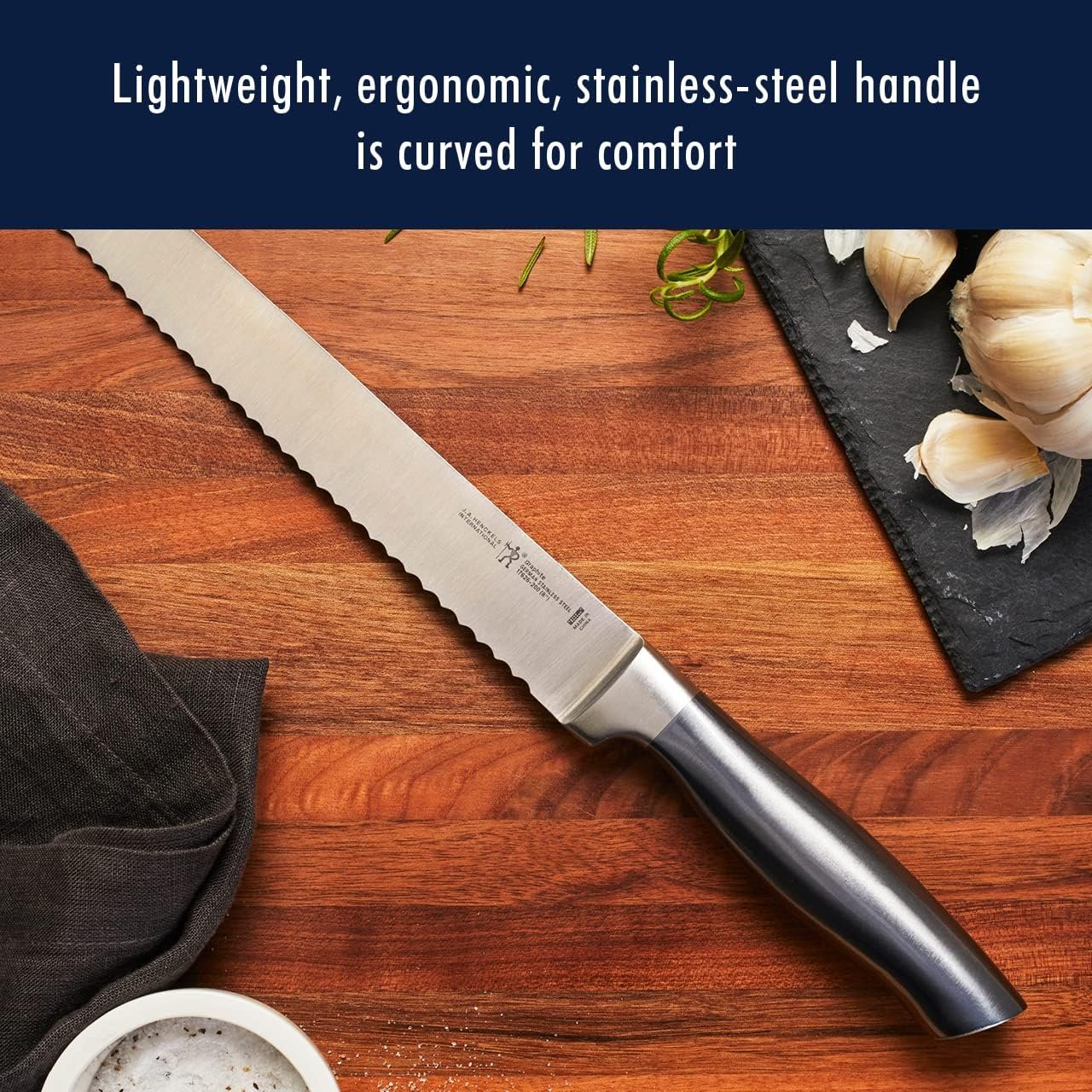 Henckels Graphite 20-pc Self-Sharpening Knife Set with Block, Chef Knife, Paring Knife, Utility Knife, Bread Knife, Steak Knife, Brown - Image 8