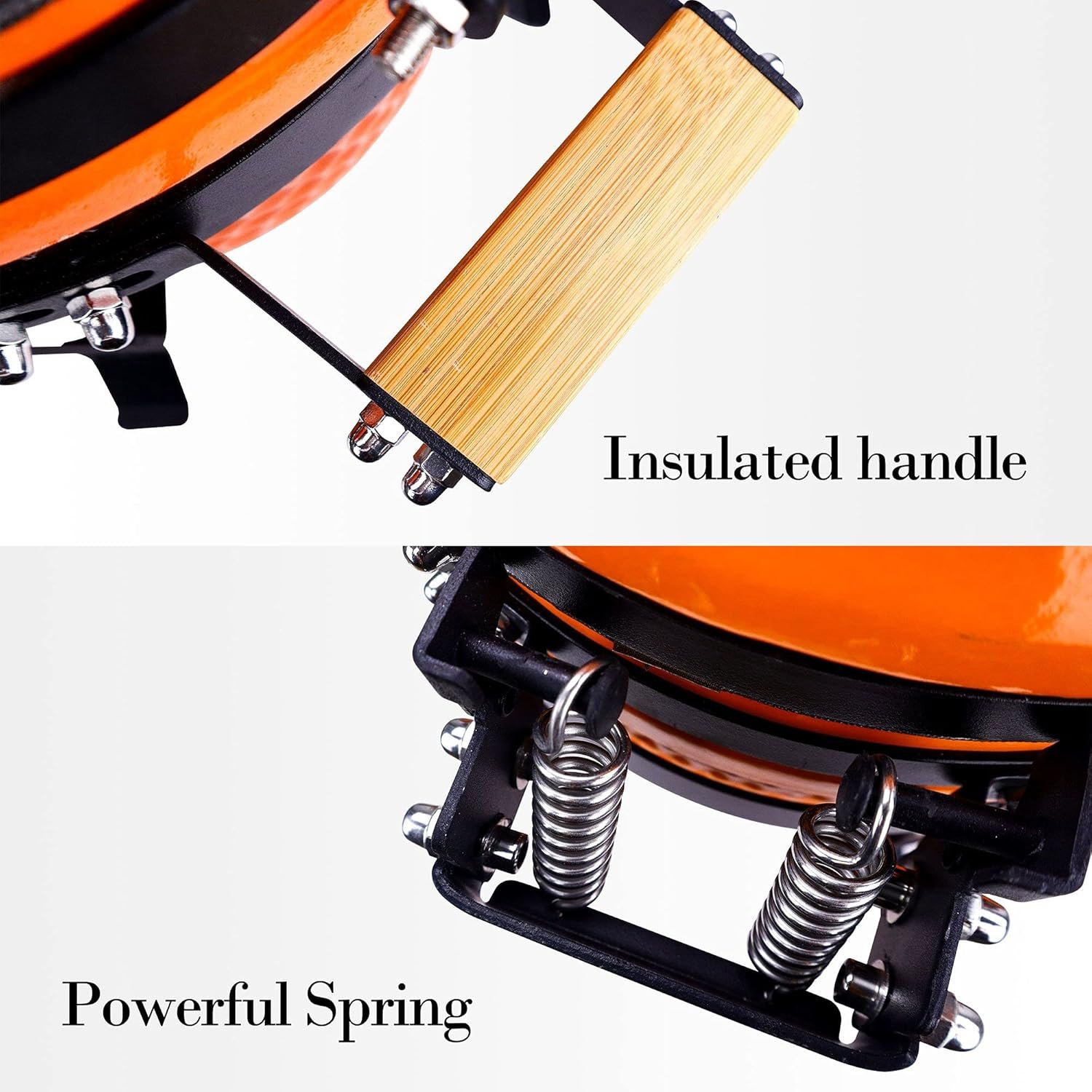 Ceramic Kamado Charcoal BBQ Grill and Smoker, Stainless Steel Grates -15" Ceramic with Tall Stand (ORANGE) - Image 7