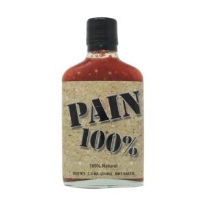 Pain 100% – Organic Hot Sauce – 7.5oz Bottle – 250,000-1,000,000 Scovilles – Made in Kansas, USA. Made with Habanero Peppers – 100% Natural Ingredients