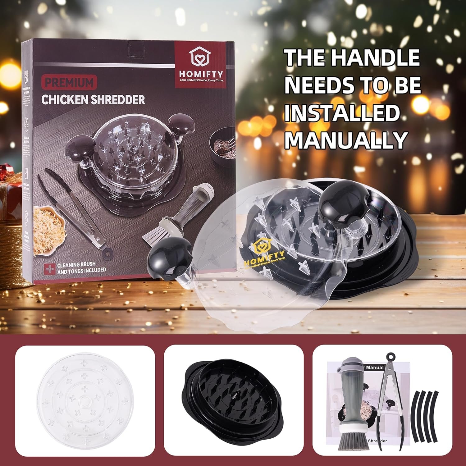 Chicken Shredder Tool, Large 10.6 Inch – Heavy-Duty Chicken Shredder Large for Fast Meat Shredding – Perfect for Pulled Chicken & Pork – Easy Grip, Non-Slip Base, BPA-Free, Dishwasher Safe - Image 3