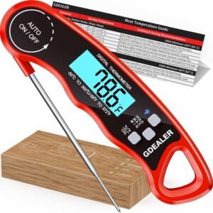 GDEALER Meat Thermometer Digital Instant Read Food Thermometer Waterproof Ultra-Fast for Grill Cooking Kitchen with Backlight & Calibration