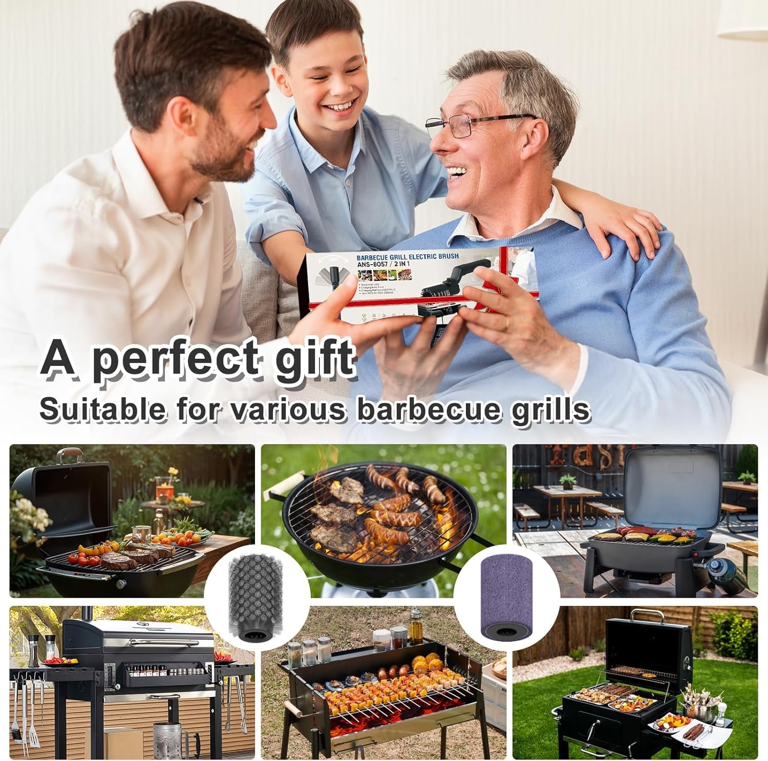 Electric BBQ Grill Brush, Cordless & Rechargeable Power Grill Brush, 180° Adjustable 360° Rotating Electric Grill Cleaner, Automatic Grill Cleaning Tools for Accessories Outdoor,BBQ Gift Idea (Black) - Image 7