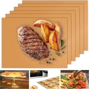 UBeesize Copper Grill Mats for Outdoor Grill – 6 Pack Heavy-Duty, Non-Stick BBQ Grilling Mat & Baking Mats, Reusable, Easy-Clean for Gas, Charcoal, Electric Grills (15.75 x 13 Inch)