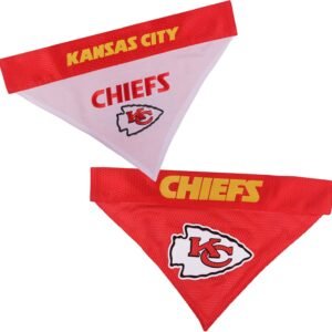 Pets First NFL DOG BANDANA – KANSAS CITY CHIEFS REVERSIBLE PET BANDANA. 2 Sided Sports Bandana with a PREMIUM Embroidery TEAM LOGO, Large/X-Large. – 2 Sizes & 32 NFL Teams available, KCC-3217-L-XL
