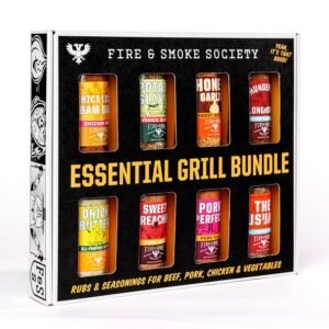 Fire & Smoke Society Essential Grill Variety Pack | BBQ Rubs and Seasonings, Grilling Gifts for Fathers Day, Mens Gifts | Steak Seasoning, Chicken, Burgers, Pulled Pork | Large Spices Set (8-Pack)