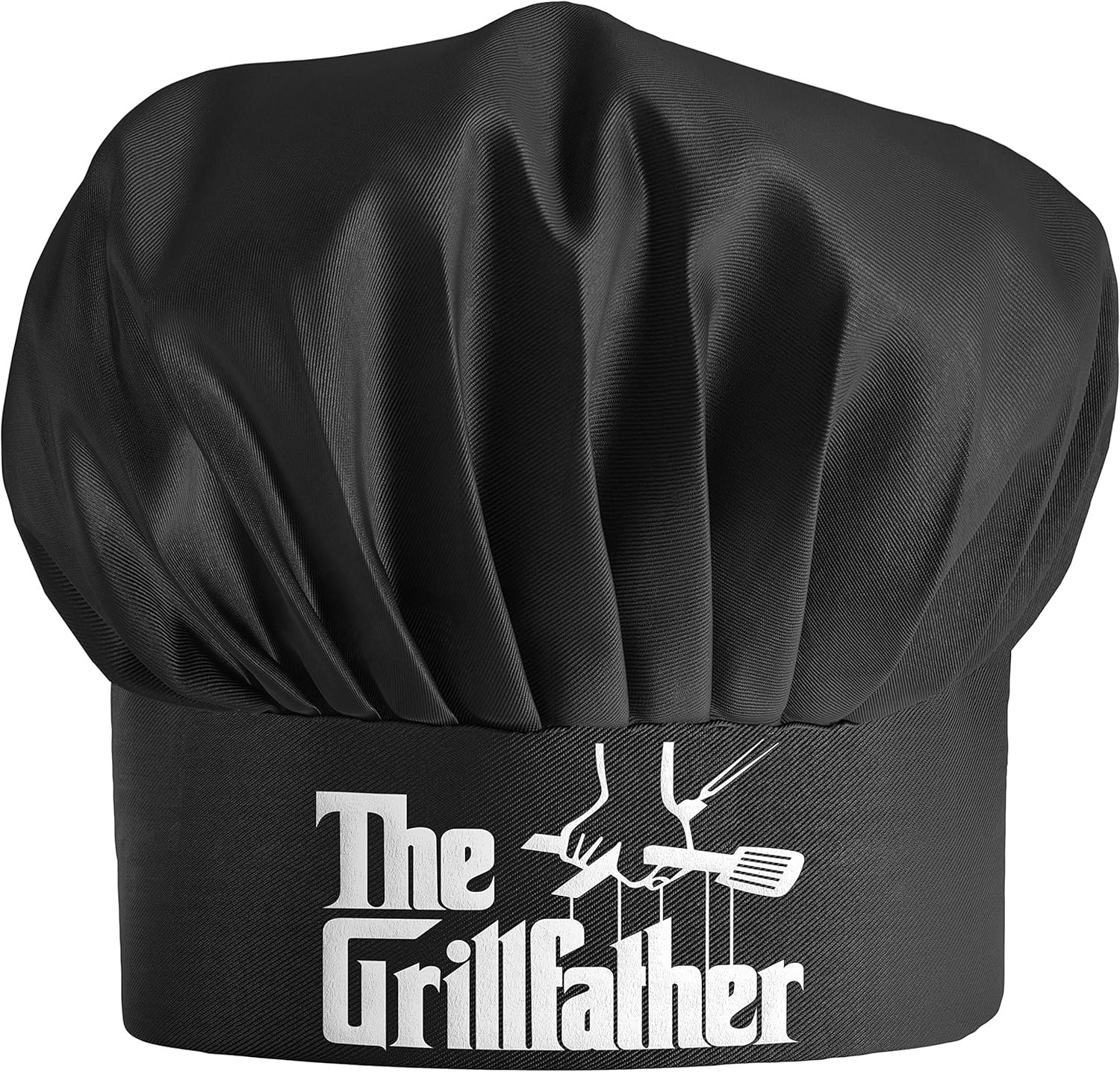 Chef Hat for Men - The Grillfather - Adjustable Funny Kitchen Cooking Hat for Dad Black
