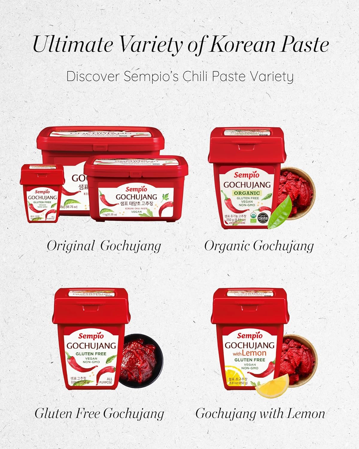 SEMPIO Vegan Gochujang – Mild Heat – Korean Red Chili Pepper Paste, Spicy, Sweet and Savory Sauce. Traditional Fermented Condiment for Tteokbokki, Bibimbap, Dips and Marinades (6.2lbs / 2.8kg) - Image 9