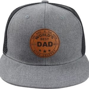World’s Best Dad The Man The Myth The Legend Hat for Men, Adjustable Leather Patch Papa Baseball Cap