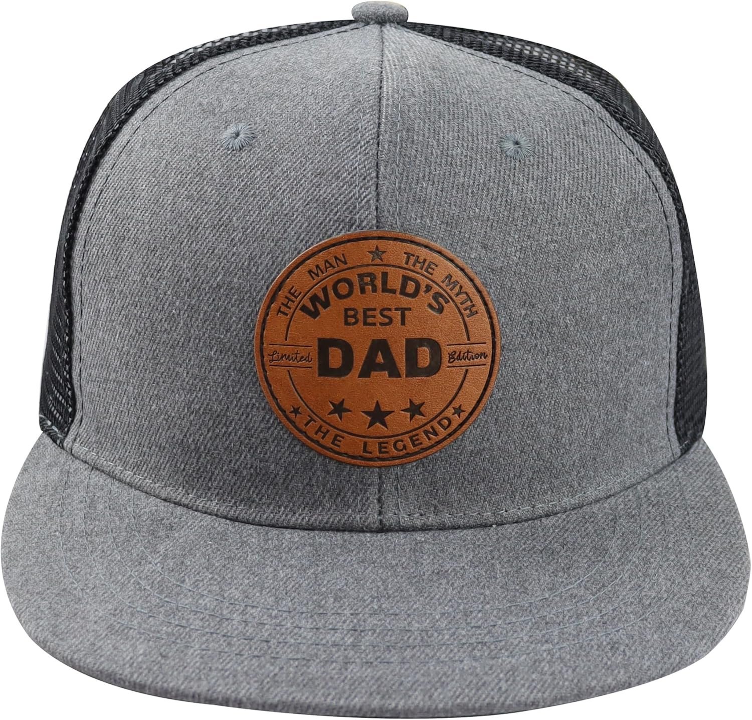 World's Best Dad The Man The Myth The Legend Hat for Men, Adjustable Leather Patch Papa Baseball Cap