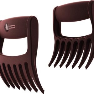 Cave Tools Talon-Tipped Meat Claws for Shredding Pulled Pork, Chicken, Turkey, and Beef- Handling & Carving Food – Barbecue Grill Accessories for Smoker, or Slow Cooker – Merlot