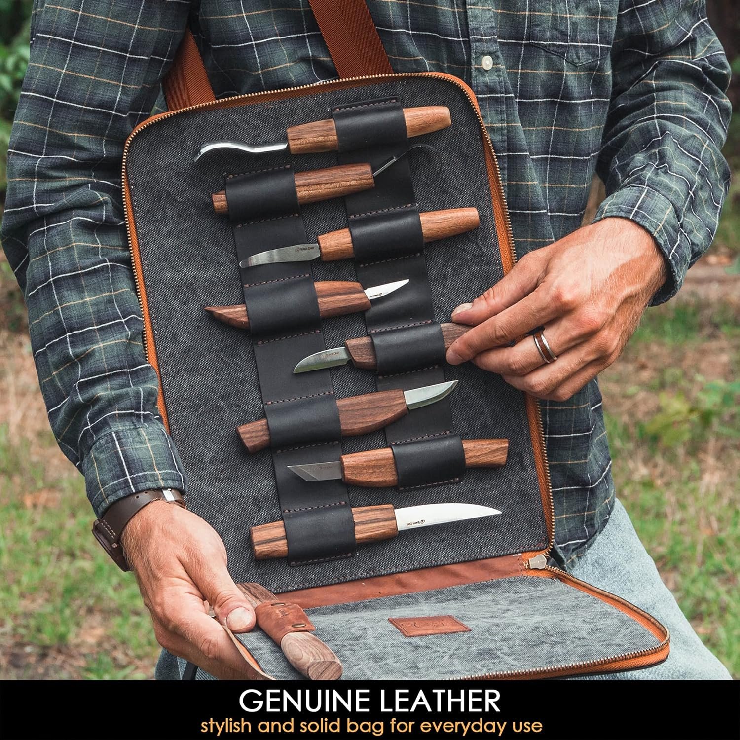 BeaverCraft Deluxe Wood Carving Kit S50X - Wood Carving Tools Wood Carving Set - Spoon Wood Carving Knives Tools Set - Whittling Kit Knife Woodworking Kit for Beginner and Profi (Brown) - Image 2