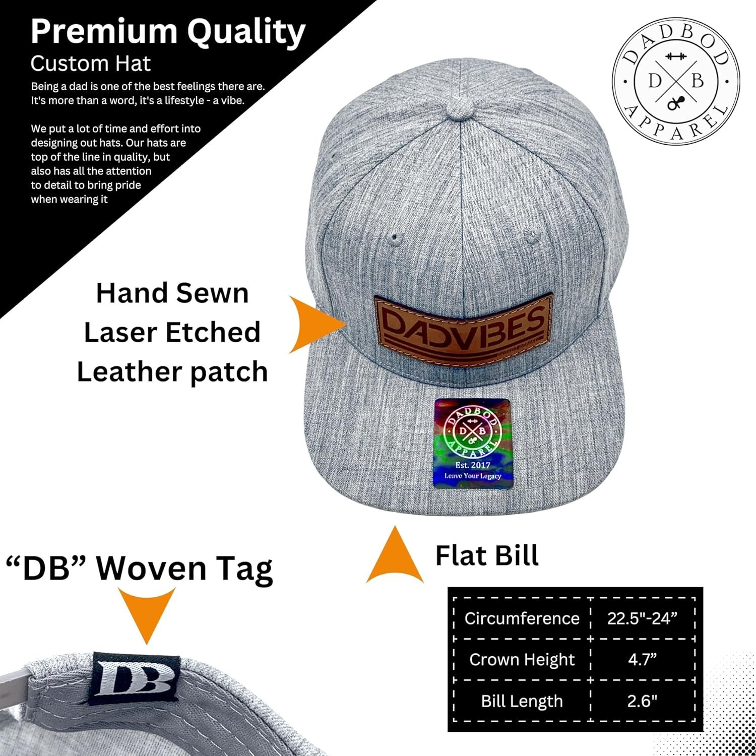 DadVibes Dad Hat - Snapback Baseball Cap Mens Leather Patch - Image 2