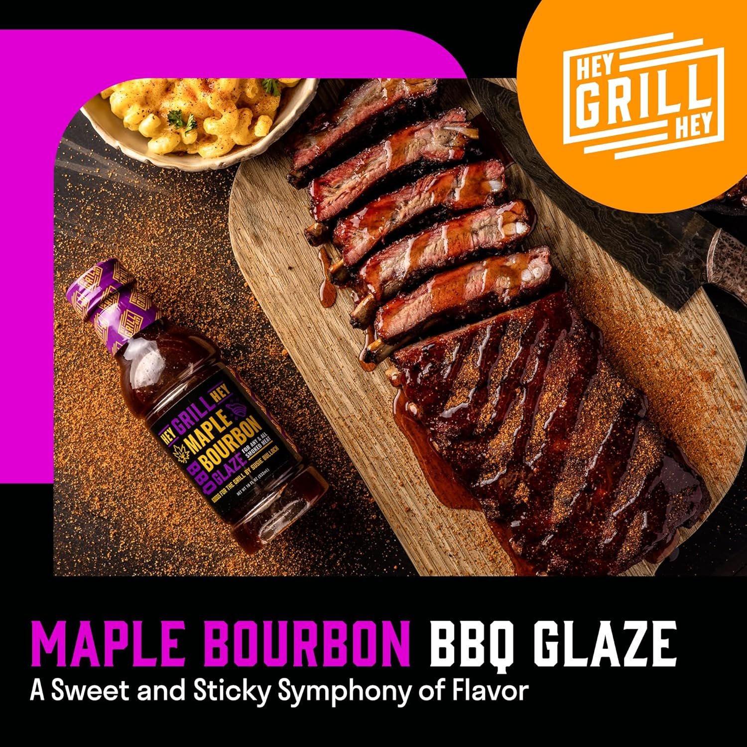 Hey Grill Hey | BBQ Glaze | BBQ Sauce | Bourbon Glaze | Sweet Sauce for Ribs, Chicken, Salmon | Grilling Essentials | Maple Bourbon - Image 3