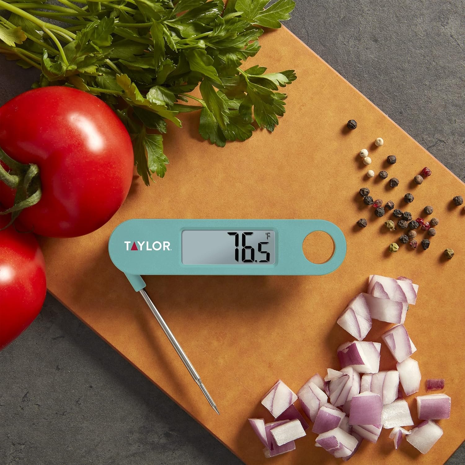 Taylor Instant Read Digital Meat Food Grill BBQ Cooking Kitchen Thermometer, Folding Probe, Teal 0.7 Inch LCD Readout - Image 4