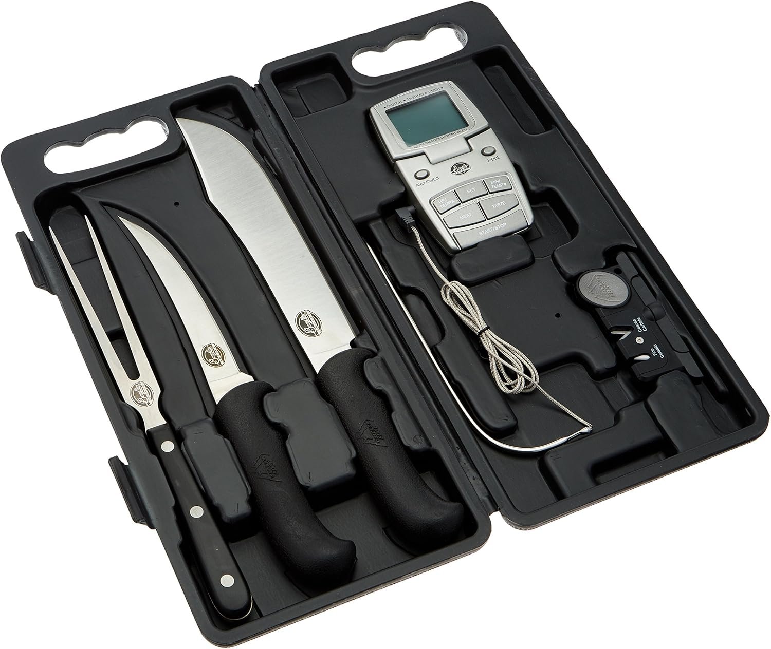 Bradley Smoker Carving Tools Set, 5-In-1 Carving Kit With Knives, Fork, Sharpener and Thermometer - Image 2