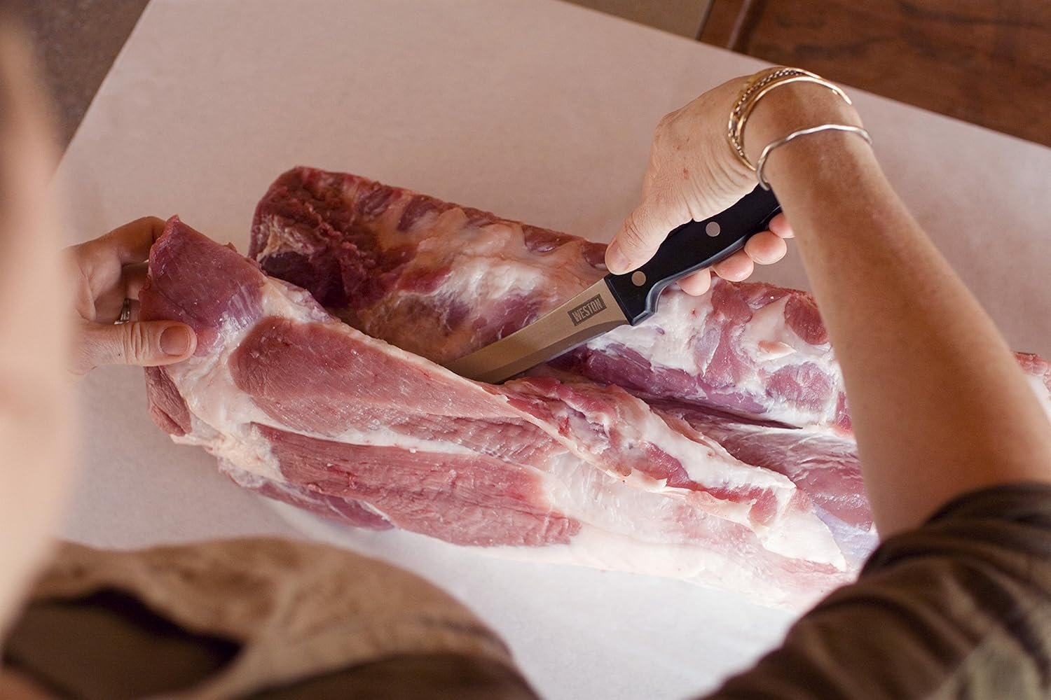 Weston 10-Piece Game Processing Knife Kit, 8" Butcher, 6" Cleaver, 5.3" Fillet, and 4.2" Skinning Knives, Adjustable 12.25" Butcher Saw, Sharpener, Shears & Storage Case, Stainless Steel (83-7001-W) - Image 15