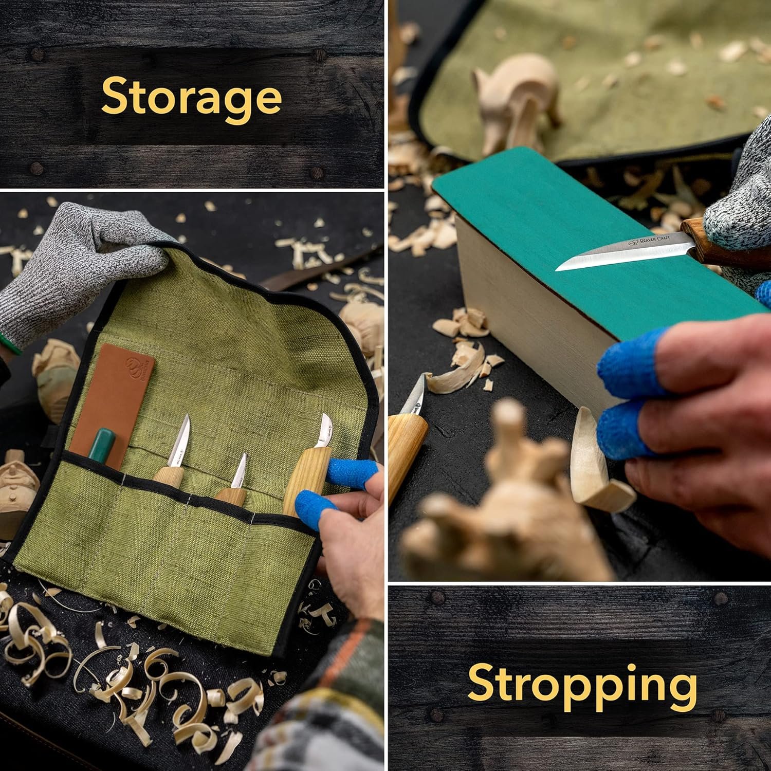 BeaverCraft Wood Carving Knife Kit S15 Whittling Kit for Beginners, Kids - Wood Carving Tools Set with Detail Chip Knife Sloyd Whittling Knives & Leather Strop, Polishing Compound and Tutorials - Image 5