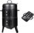 16 inch Vertical Charcoal Smoker, Mini BBQ Grill, Fire Pit, 3-in-1 with Built-in Thermometer, Adjustable Air Vent, Idea for Parties, Backyard, Patio, Camping