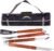 Picnic TIME NFL 3-Piece BBQ Tote & Grill Accessories Set, Outdoor Gril Set with Case, BBQ Spatula, BBQ Fork, and BBQ Tongs, (Black with Gray Accents)