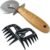 3-Inch Diameter Blade Pizza Cutter with Wooden Handle,Stainless Steel Pizza Cutter,Multifunctional Pizza Wheel Cutter,2 pcs Meat Shredder Claws,Pulled Pork Claws for Meat Shredding,Tool Barbecue