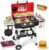 Kids Play Kitchen Toys, Kids BBQ Grill Playset with Smoke Sound Light, 2-Layer Barbecue Toy with Wheels, Outdoor Play Food Toys Cooking Set for Toddlers 3-5, Birthday for Boys Girls