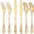 300Pieces Gold Plastic Silverware – Heavy Duty Gold Disposable Utensils – Vintage Plastic Cutlery Set Includes 100 Forks, 100 Spoons, 100 Knives for Dinner Parties Weddings