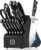 Knife Set, 15 Pcs Kitchen Knife Block Set, Enduring Razor-Sharp Japanese High Carbon Stainless Steel Chef Knife Set with Block and Sharpener, Premium Black Knives Set for Kitchen