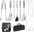 11Pcs Stainless Steel BBQ Grilling Accessories Set, Dad Gifts for Fathers Day Grilling Gifts,Portable Practical Grill Tools Utensils Kit with Storage Bag for Outdoor Grill Camping Backyard