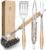 TIVOLI 4PCS Grilling Accessories, Heavy Duty BBQ Tool Set with Stainless Steel Spatula, Tongs, Fork, Cleaning Brush, Wood Handles Barbecue Utensils Kit for Outdoor, Perfect Grill Gifts for Dad Men